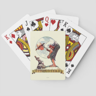 Springtime, 1935 boy with bunny playing cards