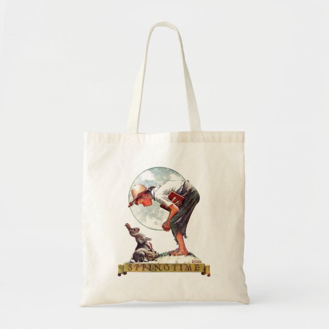 Springtime, 1935 boy with bunny tote bag (Front)