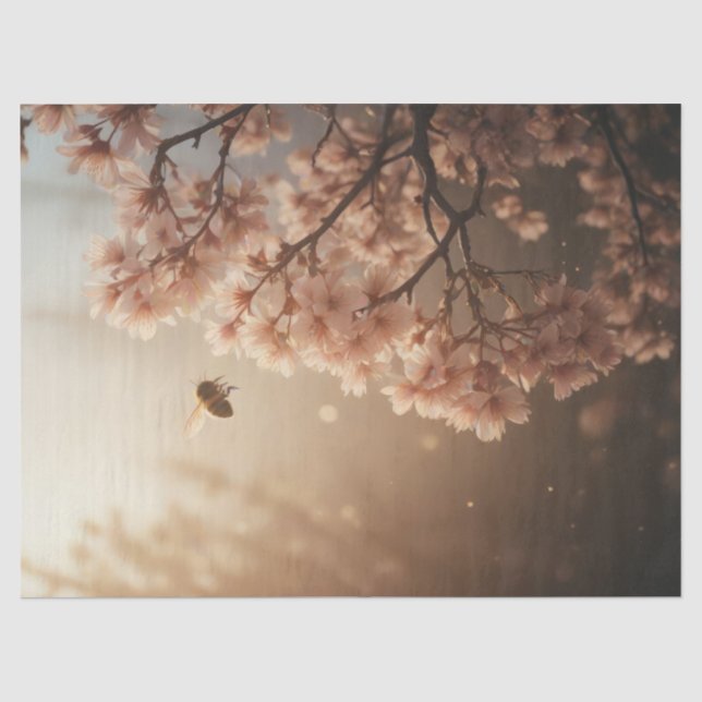 springtime bee and flowering tree tissue paper (Front)
