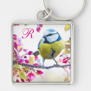 Springtime Bird Monogram Key Ring