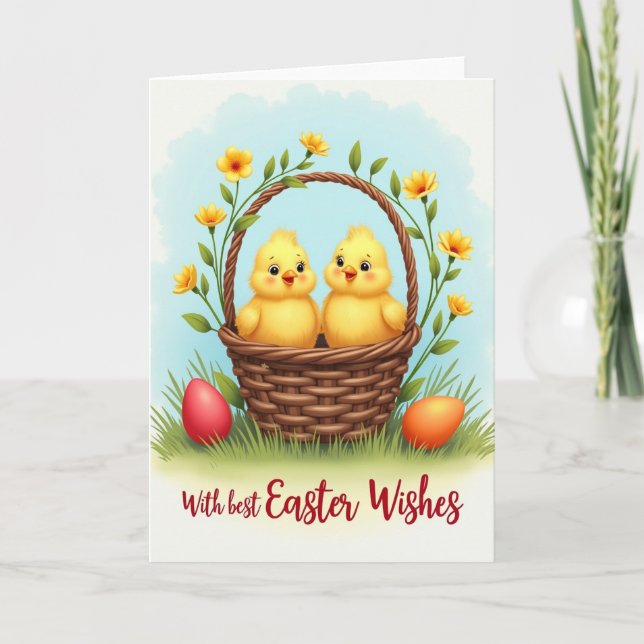 Springtime Birds Basket Card (Front)