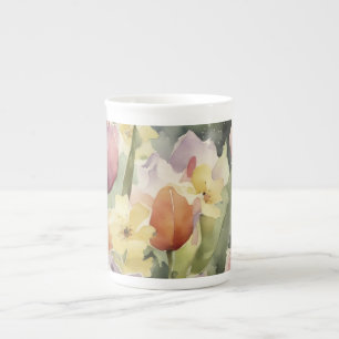 Springtime Blooming Tulips Bone China Mug