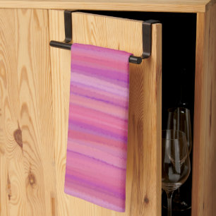 Springtime Blush Abstract Stripes Tea Towel