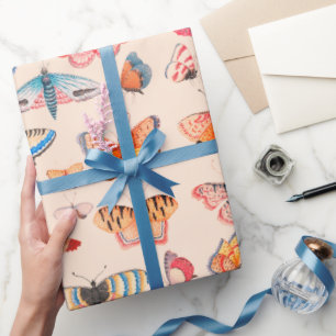 Springtime Bright Butterflies Blush Wrapping Paper
