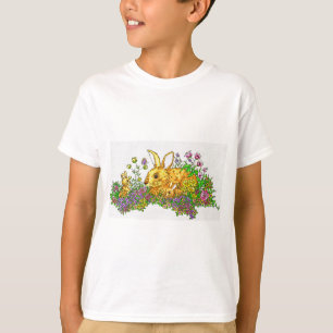 Springtime Bunnies in a Field of Flowers T-Shirt