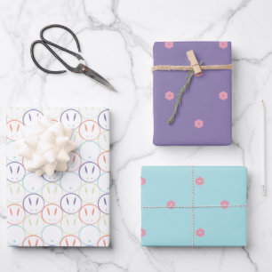Springtime Bunnies - Pastel, Lavender, Sky blue Wrapping Paper Sheet