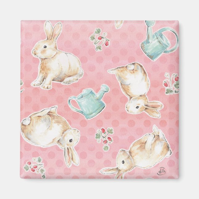 Springtime Bunnies Pattern Magnet (Front)