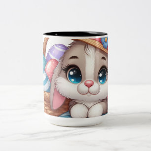 Springtime Bunny Bliss Two-Tone Coffee Mug