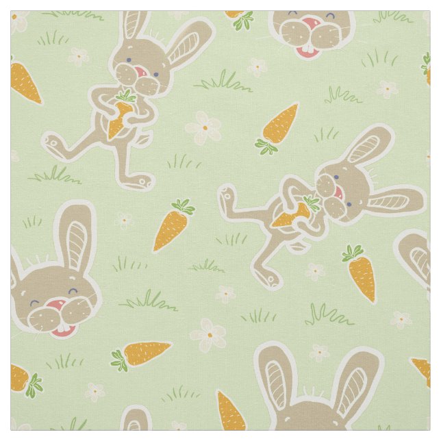 Springtime Bunny Carrots Fabric (Swatch)