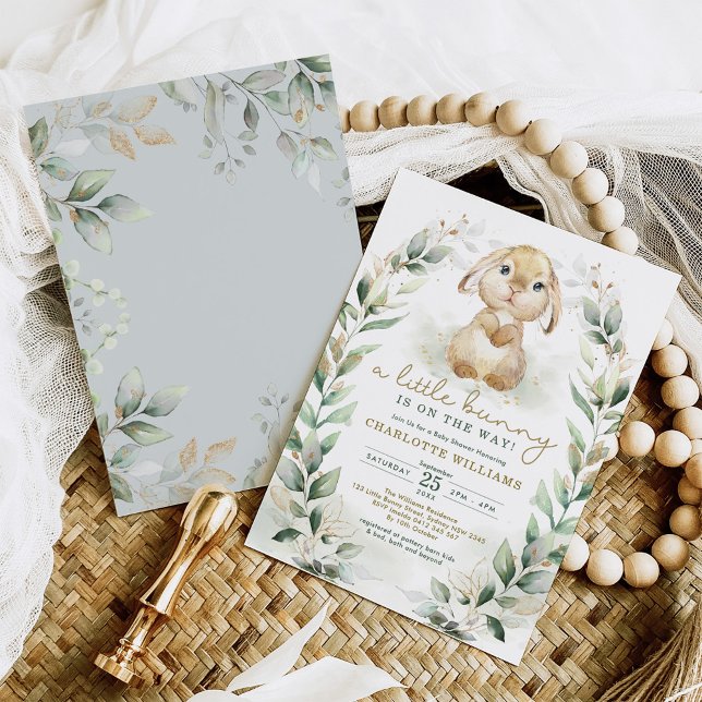 Springtime Bunny Easter Rabbit Neutral Baby Shower Invitation (Creator Uploaded)