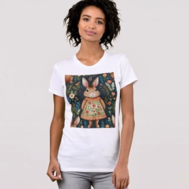 Springtime Bunny Magic T-Shirt  (Comfy tri-blend women’s tee feminine fit, scoop neck, short sleeves, relaxed fit.  
)