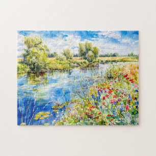 Springtime by the Havel Havelland Watercolor Sty Jigsaw Puzzle