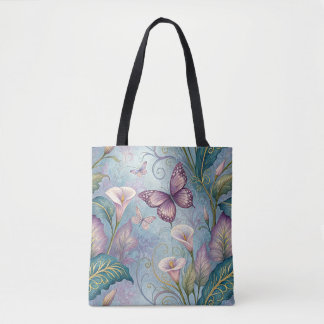 Springtime Calas and Butterflies Tote Bag