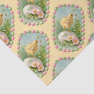 Springtime Chick with Pastel Egg Border Tissue Paper