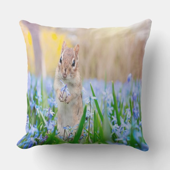 Springtime Chipmunk Cushion (Front)