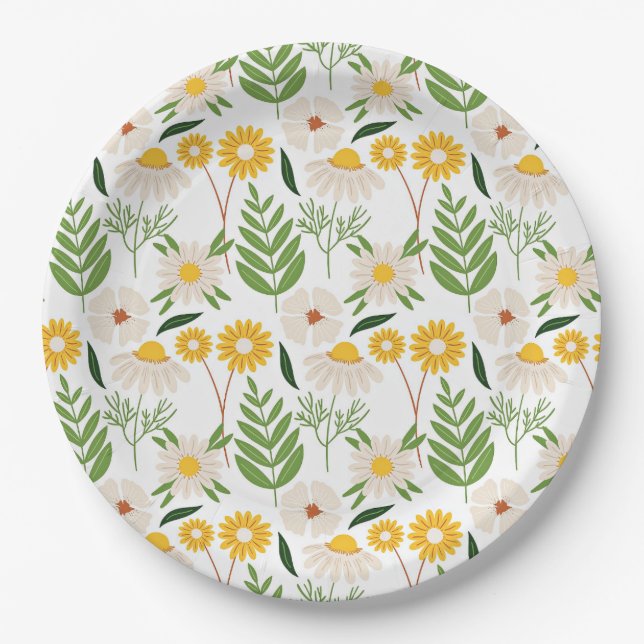 Springtime Daisies Paper Plate (Front)