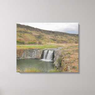 Springtime Desert Waterfall Landscape Photo  Canvas Print