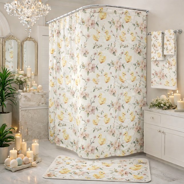 Springtime Duckling Delight Easter Shower Curtain (Creator Uploaded)