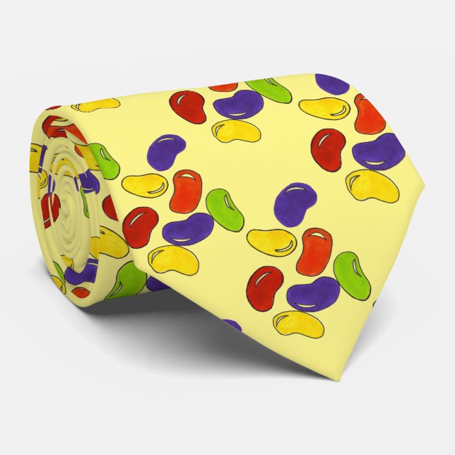 Springtime Easter Basket Candy Jelly Bean Print Tie (Rolled)