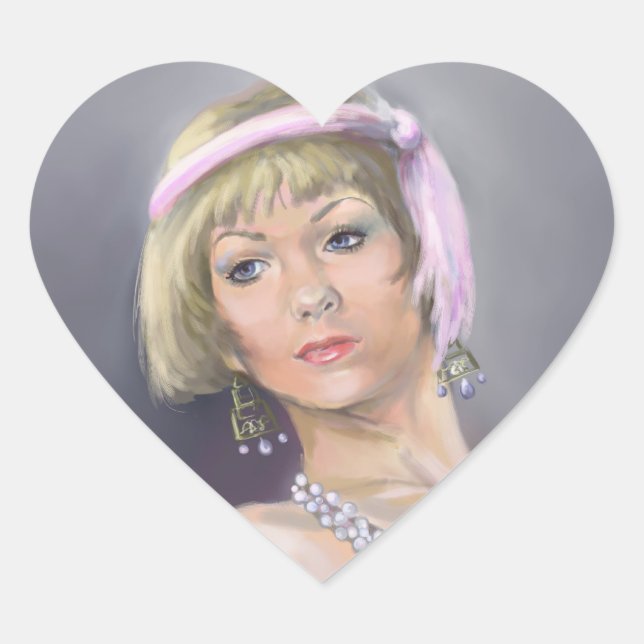 Springtime Flapper Heart Sticker (Front)