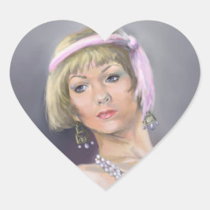 Springtime Flapper Heart Sticker