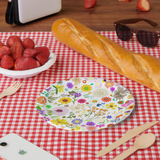 Springtime floral harmony paper plate