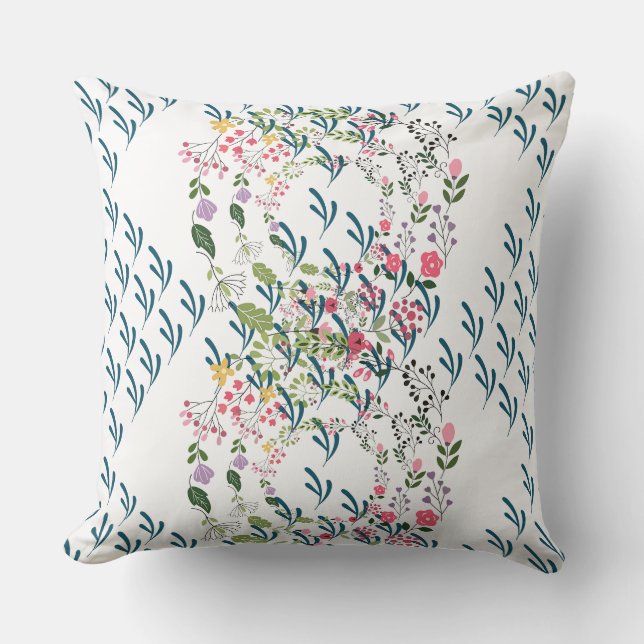Springtime Floral + Leaf Design Gift  Cushion (Front)