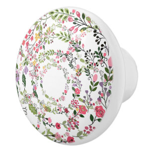 Springtime Floral Ring Ceramic Drawer Pull Knob