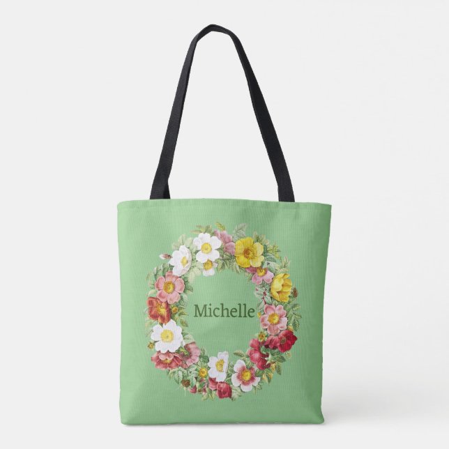 Springtime Floral Wreath Template Tote Bag (Back)