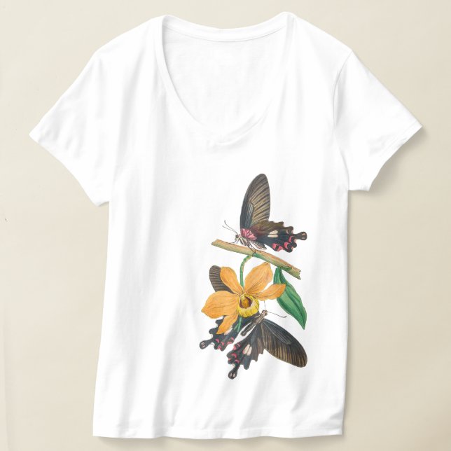 Springtime Flowers and Butterflies T-Shirt (Laydown)