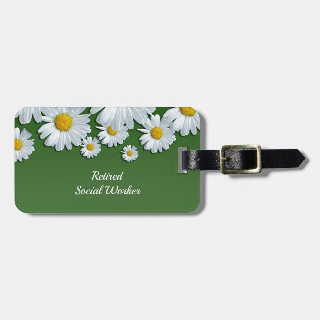 Springtime Flowers, White and Yellow Daisies Luggage Tag (Front Horizontal)