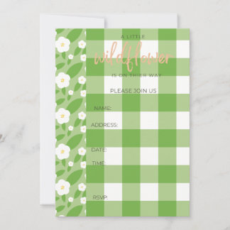 Springtime Gingham & Blooms Baby Shower Theme  Invitation