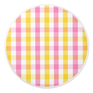 Springtime Gingham  Ceramic Knob