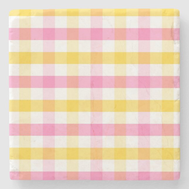 Springtime Gingham  Stone Coaster (Front)