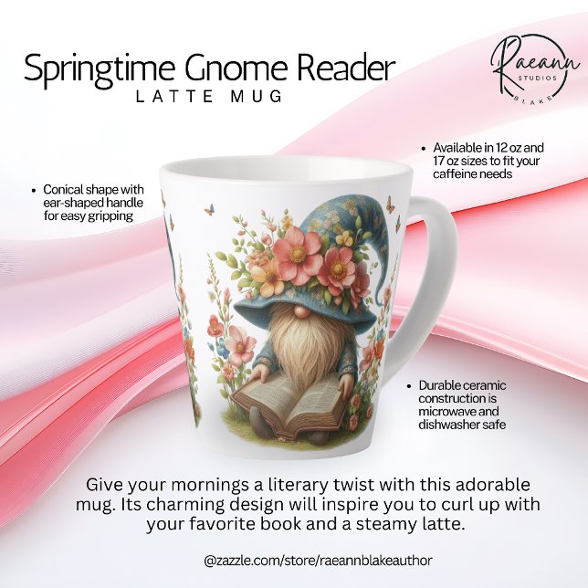 Springtime Gnome Reader Latte Mug (Creator Uploaded)