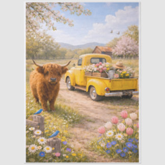 Springtime Highland Cow Tissue Paper
