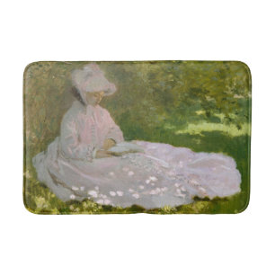 Springtime, Impressionist Portrait, Claude Monet Bath Mat