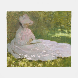 Springtime, Impressionist Portrait, Claude Monet Fleece Blanket