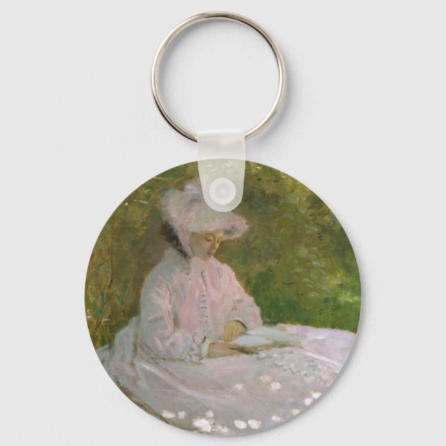 Springtime, Impressionist Portrait, Claude Monet Key Ring (Front)