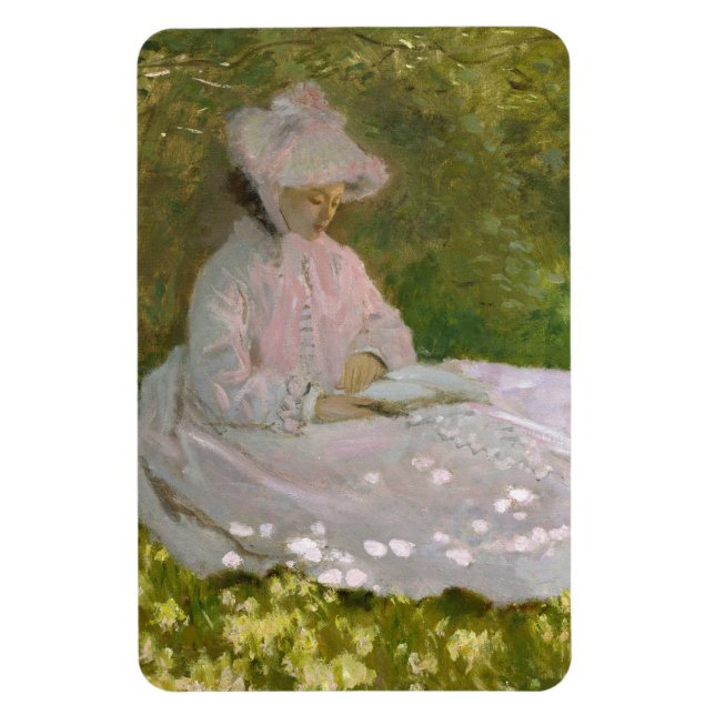 Springtime, Impressionist Portrait, Claude Monet Magnet (Vertical)
