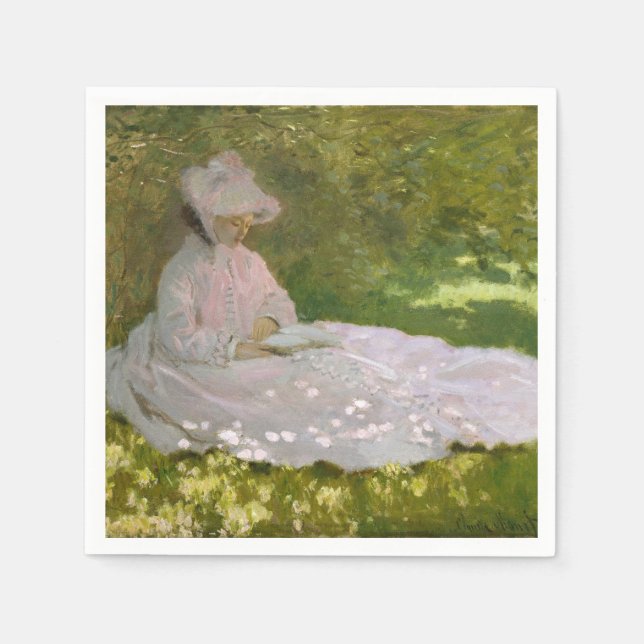Springtime, Impressionist Portrait, Claude Monet Napkin (Front)