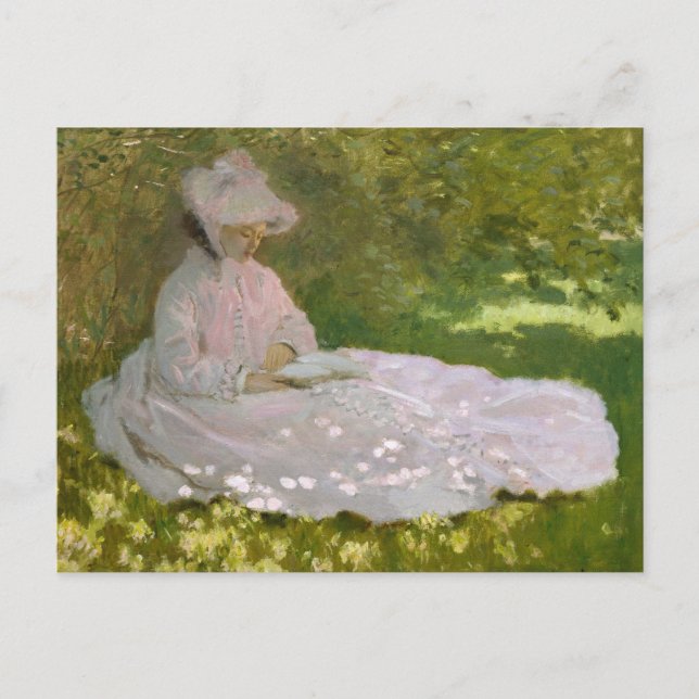 Springtime, Impressionist Portrait, Claude Monet Postcard (Front)