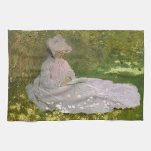 Springtime, Impressionist Portrait, Claude Monet Tea Towel