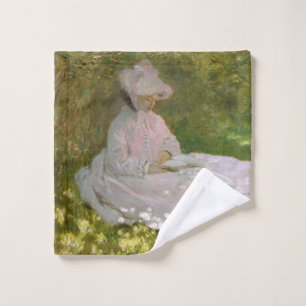 Springtime, Impressionist Portrait, Claude Monet Wash Cloth