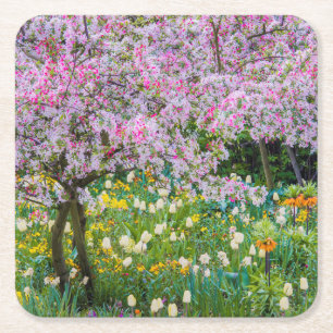 Springtime in Claude Monet's garden Square Paper Coaster