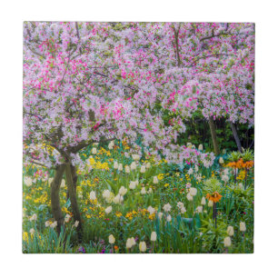 Springtime in Claude Monet's garden Tile
