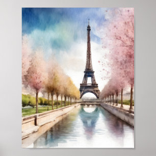Springtime in Paris Eiffel Tower Art Poster