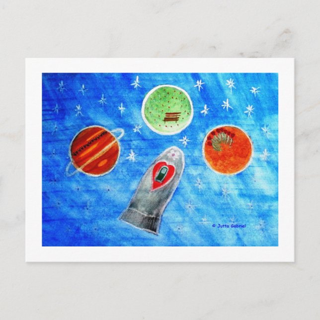 ...Springtime In Space...art by Jutta Gabriel... Postcard (Front)