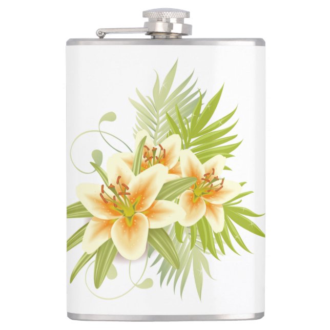 Springtime Lilies Hip Flask (Front)