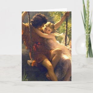 Springtime ~ Lovers on Swing Painting Card